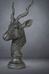 Antique Silver Finish Gazelle/Impala Head Sculpture
