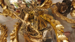 Golden Sufi Whirling Dervishes Figurines on Ornate Mirrored Base