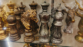 Gold and Silver Patina Decorative Chess Set