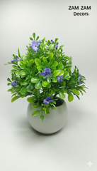 Miniature Faux Asparagus Fern in Polished White Planter